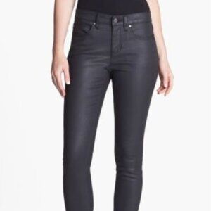 Eileen Fisher Organic Cotton Black Waxed Jeans 10 Petite
